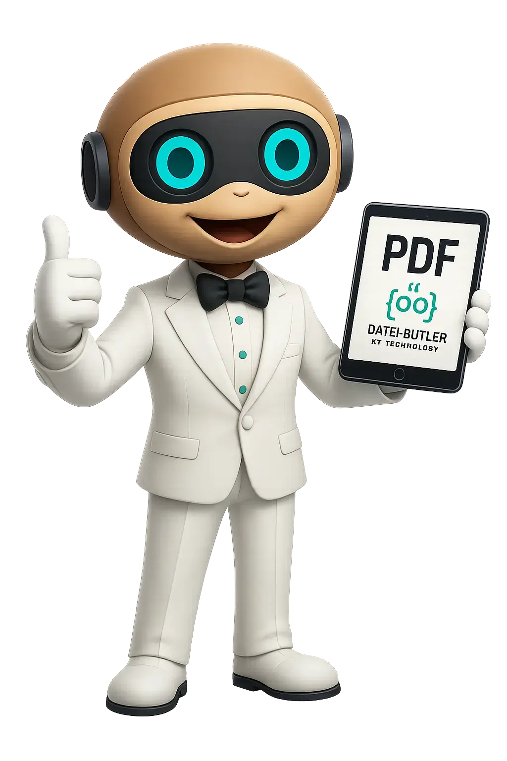 Datei-Butler KI Maskottchen - Freundlicher Butler-Roboter